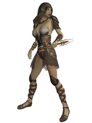 Fototapeta premium 3d illustration of an female figure with a fantasy vampire hunter outfit