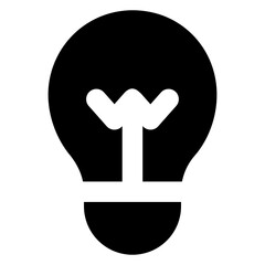 
Idea icon in glyph design, bright light bulb 

