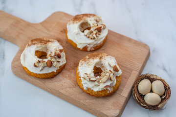 sweet home made carrot cake donuts for easter