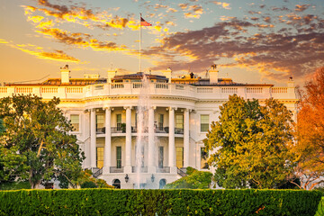 The White House at sunset, Washington DC