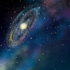 Fototapeta na wymiar 銀河と星雲のリアルな背景イラスト_space02