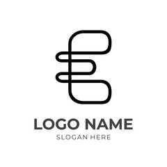 simple letter E logo design with flat black color style
