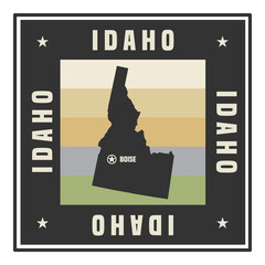 Abstract square stamp or sign with name of US state Idaho