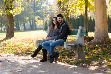 Romantic Couple On A Bench