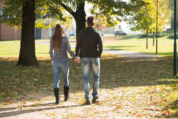 Couple In Autumn Park