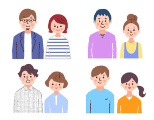 4組のカップル　バストアップ　セット