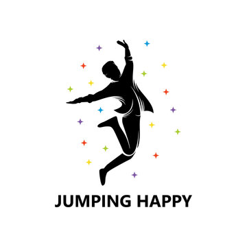 Jumping Happy Logo Template Design Premium Vector