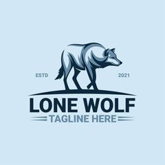 Lone wolf logo template premium vector