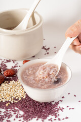 Special Chinese Food, Purple Potato, Barley, Red Date Congee