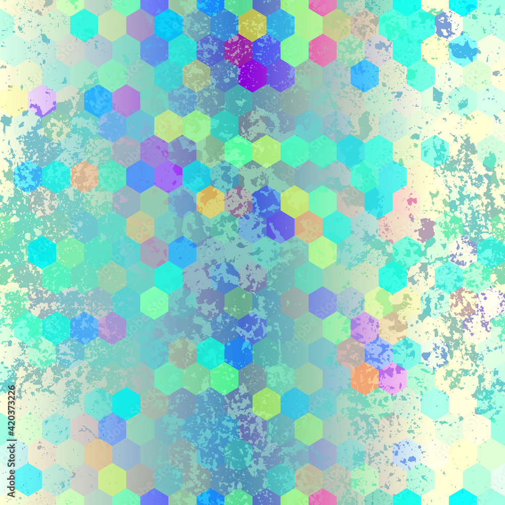 Poster Abstract geometric hexagones pattern in low poly style. Pixel art style. Vector image.