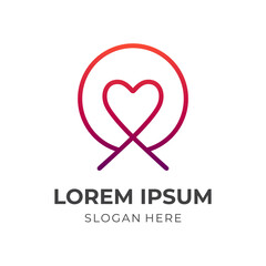 love logo concept with flat colorful style