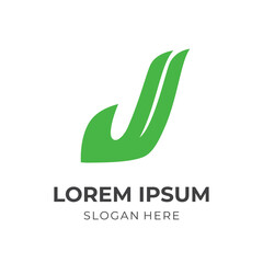 Fototapeta premium letter J logo concept with flat green color style