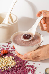 Special Chinese Food, Purple Potato, Barley, Red Date Congee