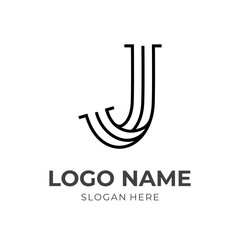 letter J logo design with flat black color style