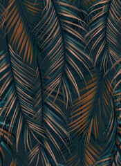 Seamless Leaves Pattern In Elegant Style. Palm leaves background. Tropical palm leaves, jungle leaves seamless floral pattern background