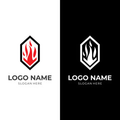 fire logo concept with flat red and black color style