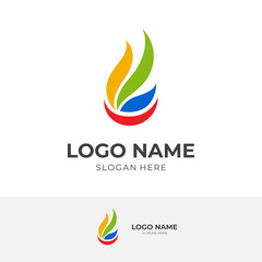 Obraz premium fire logo design with flat colorful style