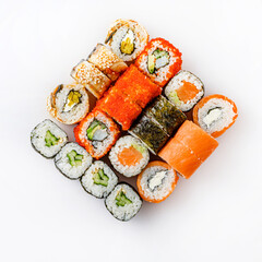 sushi set on the white background