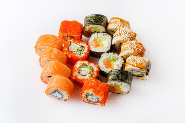 sushi set on the white background