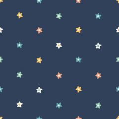Star pattern background, cute vector seamless repeat of small hand drawn stars in a multi directional design.