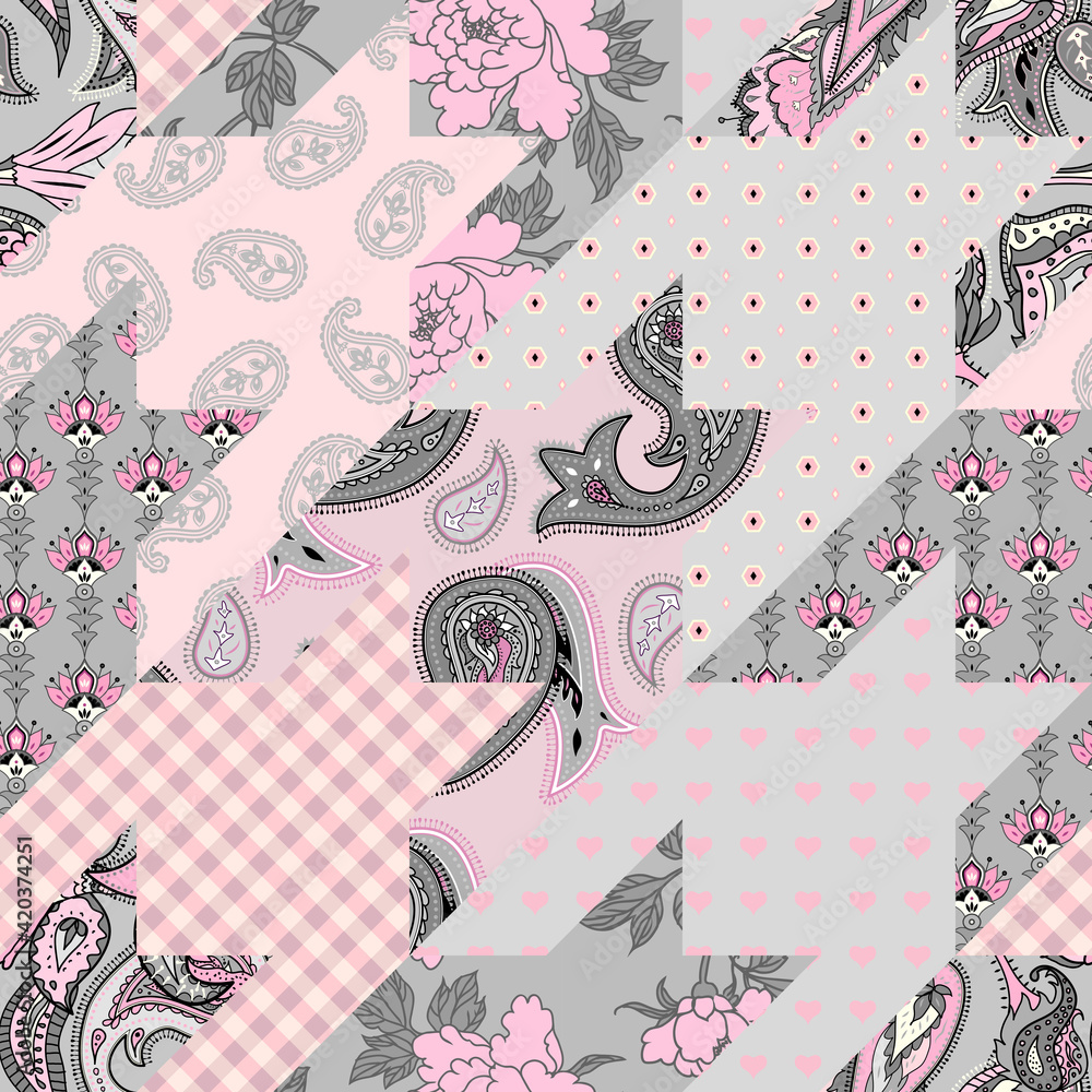 Poster seamless background pattern. textile patchwork pattern. vector image