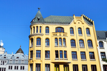 The Cat House in the Old Town of Riga, Latvia. Baltic States.