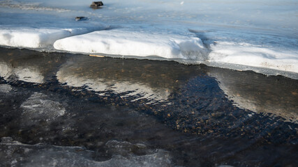 In the melt, ice edges have formed in Lake Liepaja