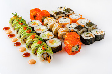 sushi set on the white background