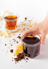 Brown sugar water on pure white background