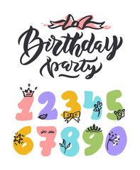 Set of vintage numbers emblem and phrases.