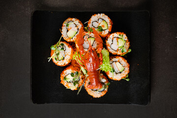 sushi with crayfish and avocado