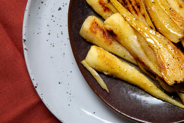 Honey glazed roasted parsnips