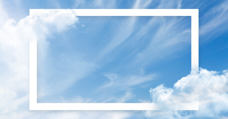 Frame with copy space over blue sky and clouds