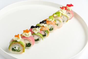 sushi set on the white plate