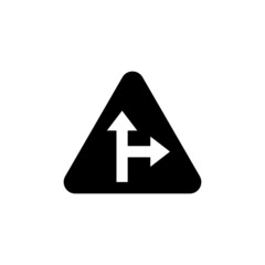  Lanes merging right sign icon, isolated on white background