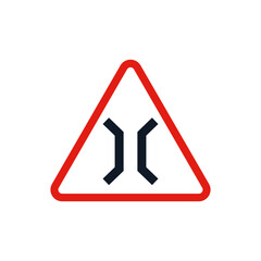 Narrow Bridge Ahead road sign icon, isolated on white background
