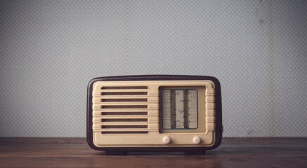 antique radio on vintage background