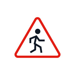 Pedestrian traffic sign, pedestrian crossing ahead symbol icon, isolated on white background