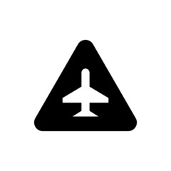 Airport warning sign, red triangle airport traffic sign, airplane traffic sign icon, isolated on white background