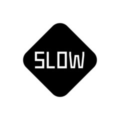 Slow Down yellow road sign icon, isolated on white background