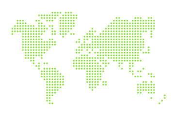 Fototapeta na wymiar Simplified world map drawn with round dots. Vector illustration.