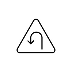 U Turn Road Sign icon, isolated on white background