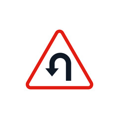U Turn Road Sign icon, isolated on white background