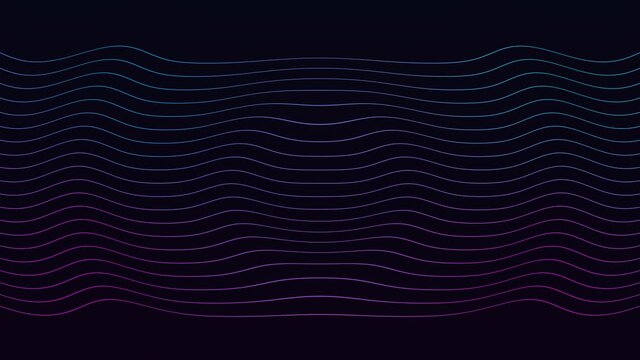 Purple and blue dark gradient. Abstract background animation waving lines. Seamless loop 4k animation.