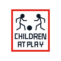 Caution Children At Play Sign icon, isolated on white background