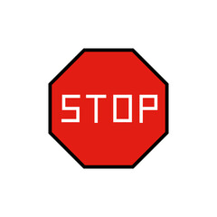 Stop sign icon vector  in solid black flat shape glyph icon, isolated on white background