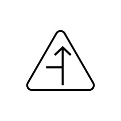 Traffic sign Side road  in solid black flat shape glyph icon, isolated on white background