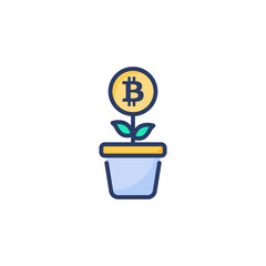 Growing Bitcoin icon in vector. Logotype