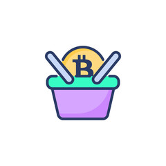 Bitcoin Shopping icon in vector. Logotype