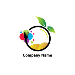 circle organic food logo vector concept, icon, element, and template for company